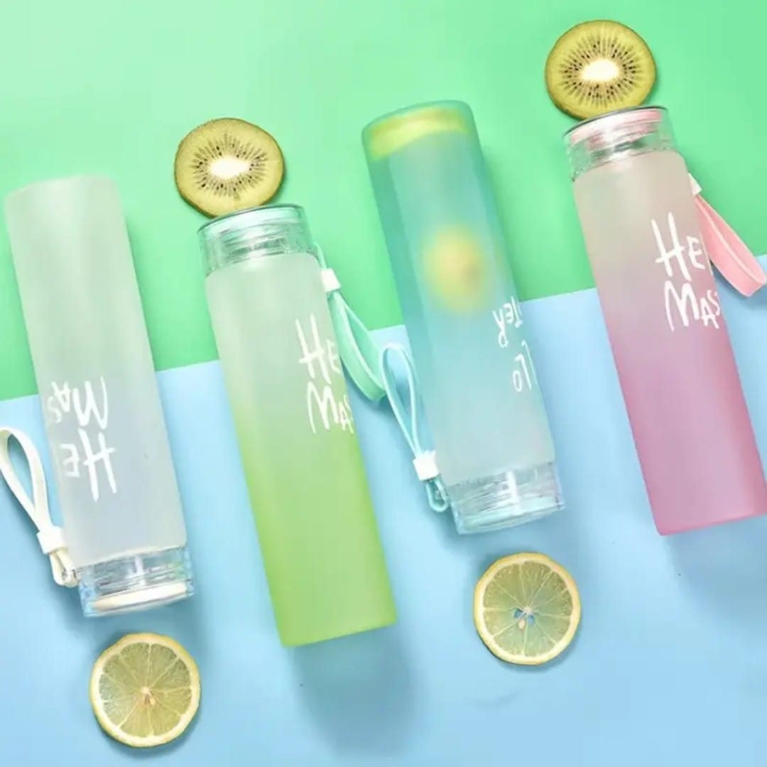 Frosted Glass Drinking Water bottle with lid
