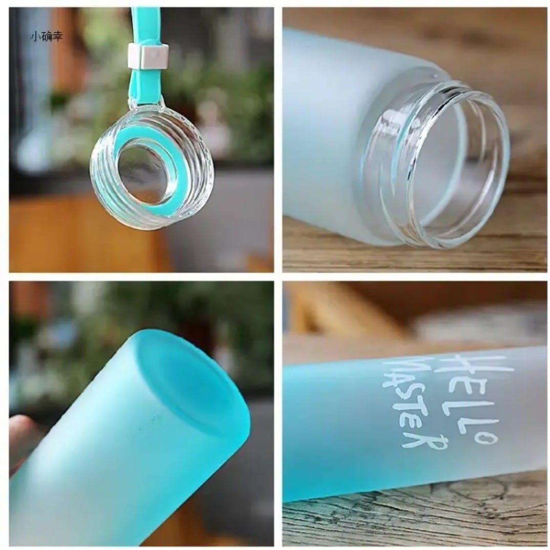 Frosted Glass Drinking Water bottle with lid
