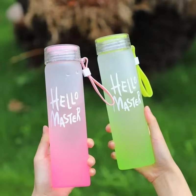 Frosted Glass Drinking Water bottle with lid