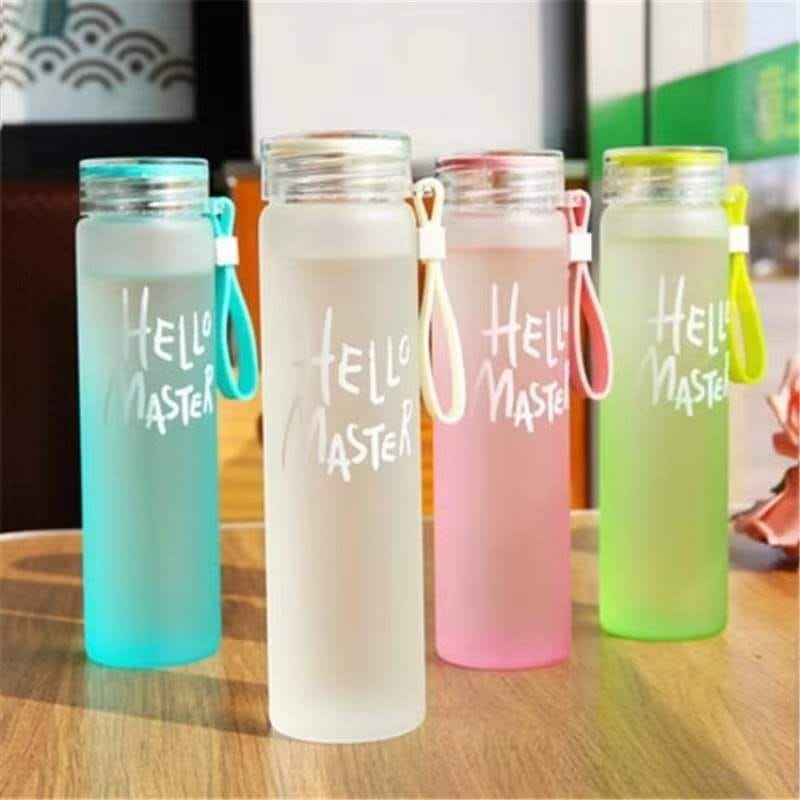 Frosted Glass Drinking Water bottle with lid