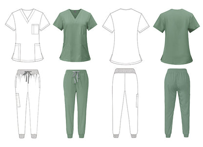 Quick-Drying Short-Sleeves Surgical Scrubs Set