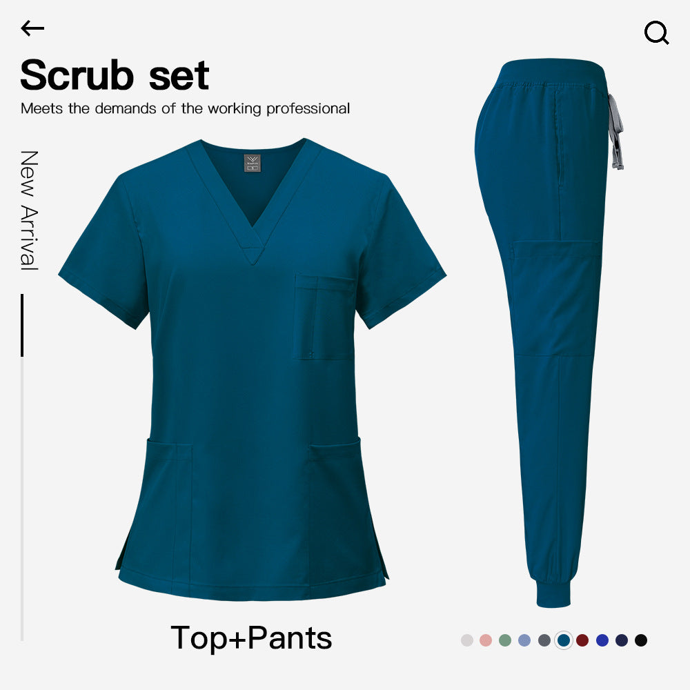 Quick-Drying Short-Sleeves Surgical Scrubs Set