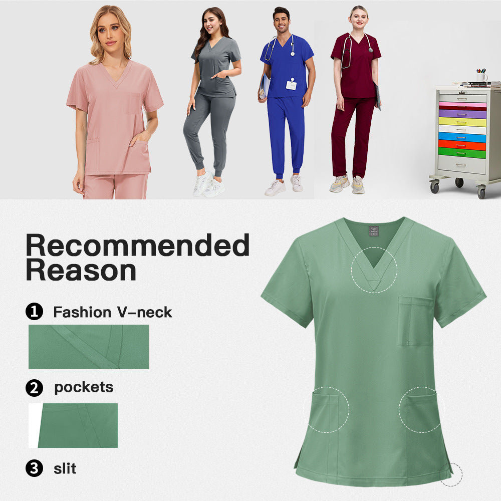 Quick-Drying Short-Sleeves Surgical Scrubs Set